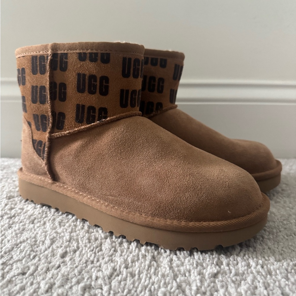 UGG Classic Mini II Brown Logo Suede Boots